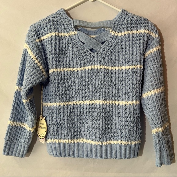Girls cozy blue and white sweater by Star & Lily - size M (10-12) New With Tags - Picture 3 of 10